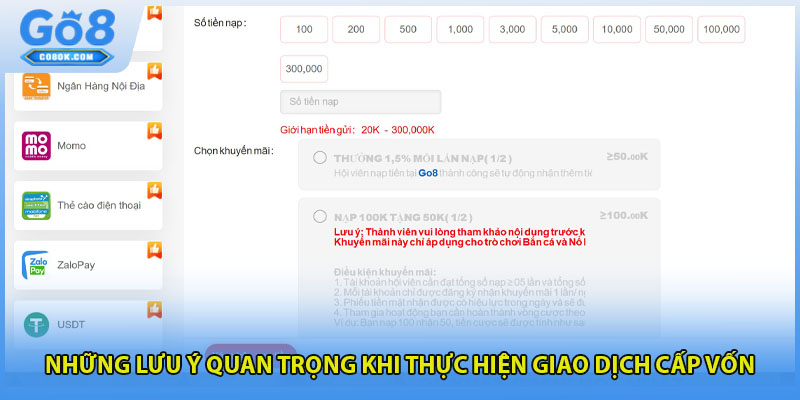 Những lưu ý quan trọng khi thực hiện giao dịch cấp vốn